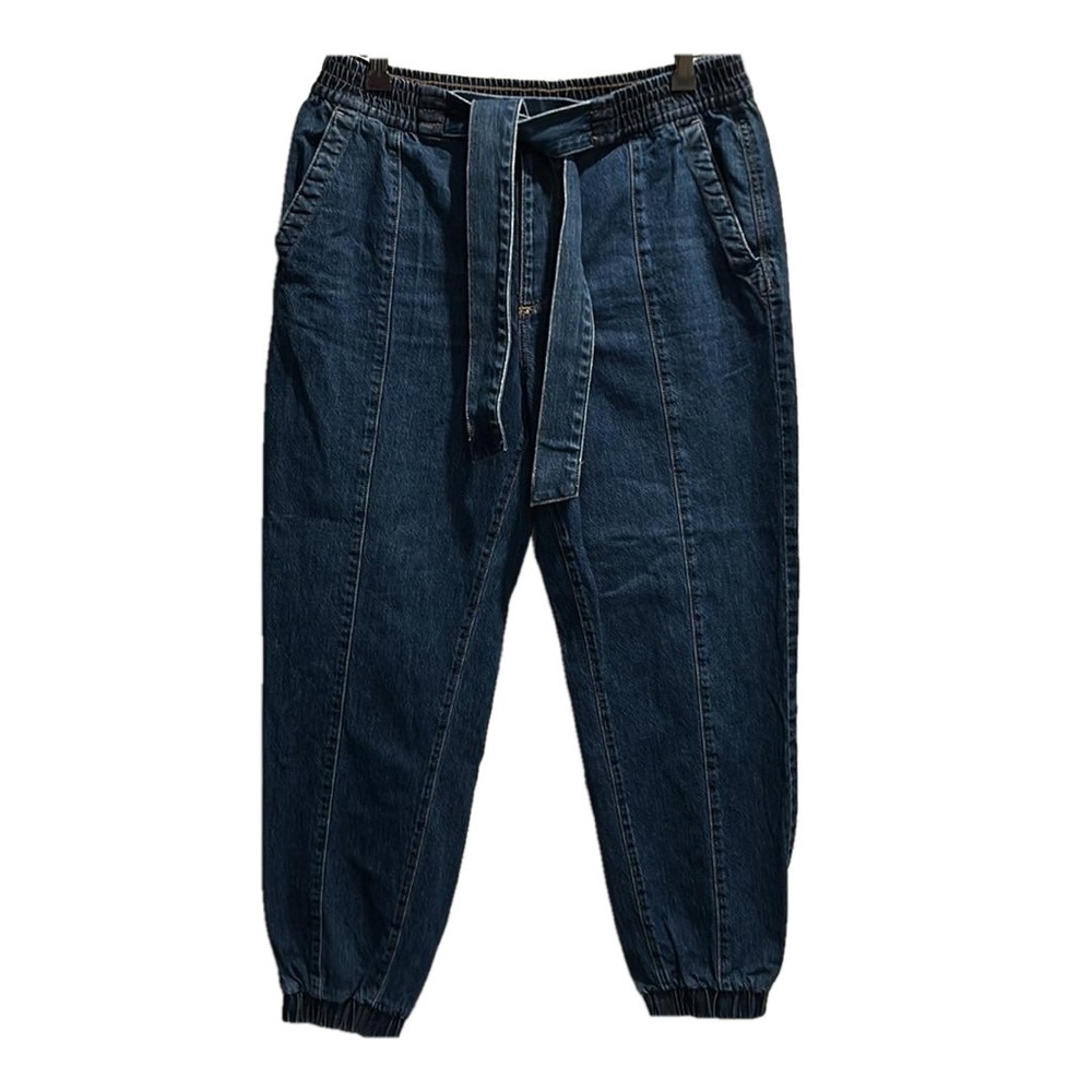 American Eagle Denim Jeans Jogger Style Elastic Waist Tie Sz Medium